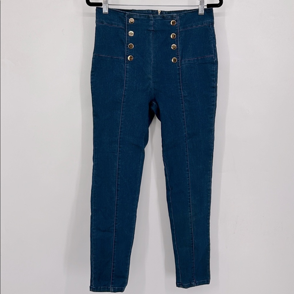 MELE & PERE Skinny Sailor Jeans Zip Back Size Medium